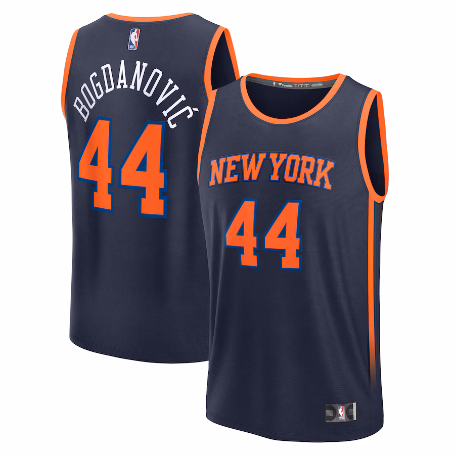 Men's New York Knicks Bojan Bogdanovic Fanatics Navy Fast Break Player Jersey - Statement Edition - Ujersey