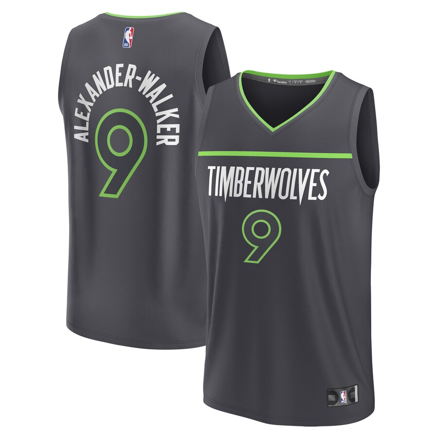 Men's Minnesota Timberwolves Nickeil Alexander-Walker Fanatics Black Fast Break Replica Player Jersey - Statement Edition - Ujersey