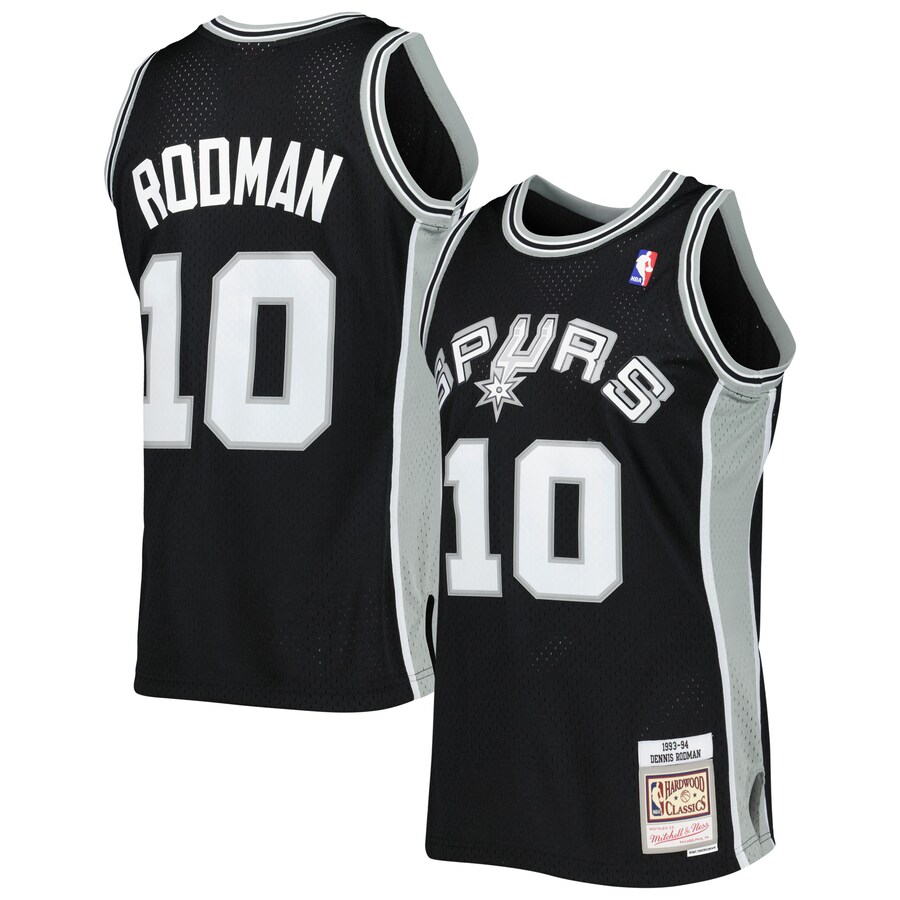 Men's San Antonio Spurs Dennis Rodman Mitchell & Ness Black 2001/02 Hardwood Classics Swingman Jersey - Ujersey