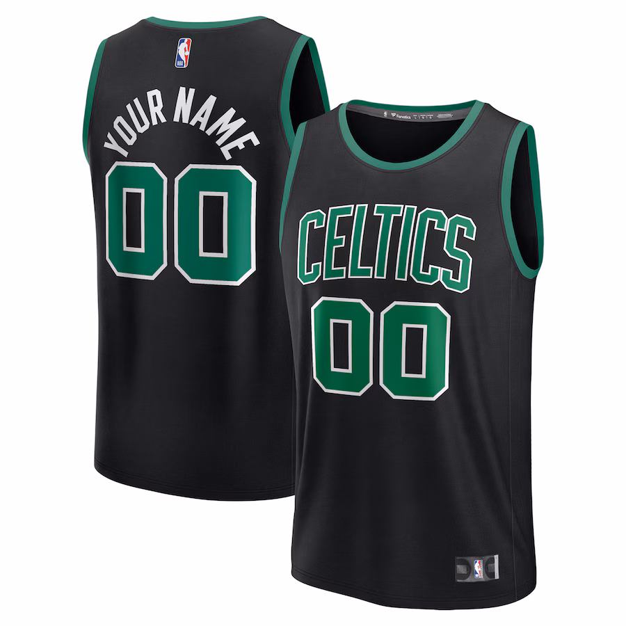 Youth Boston Celtics Fanatics Black Fast Break Custom Jersey - Statement Edition - Ujersey