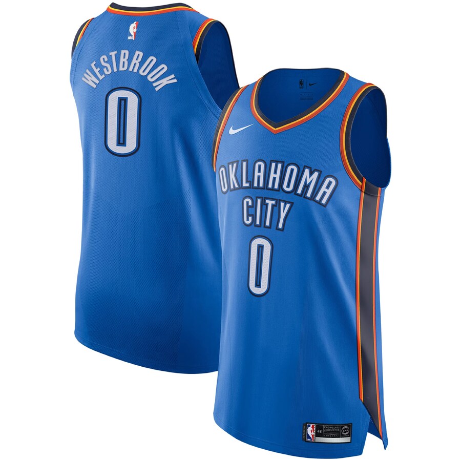 Men's Oklahoma City Thunder Russell Westbrook Nike Blue Authentic Player Jersey - Icon Edition - Ujersey