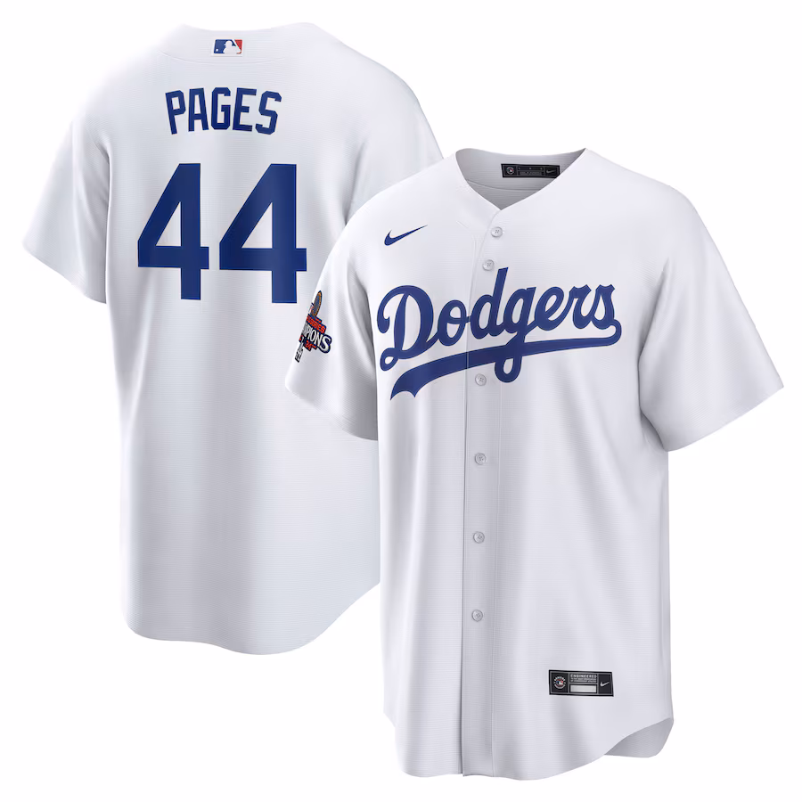 Men's Los Angeles Dodgers Andy Pages Nike White 2024 World Series Champions Home Replica Player Jersey - Ujersey