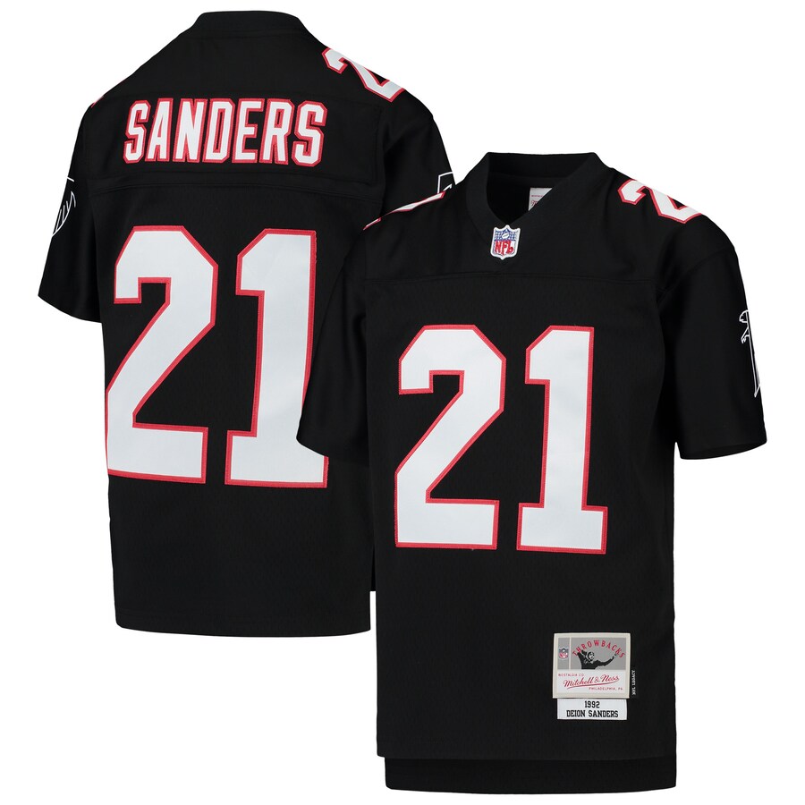 Youth Atlanta Falcons Deion Sanders Mitchell & Ness Black 1992 Legacy Retired Player Jersey - Ujersey