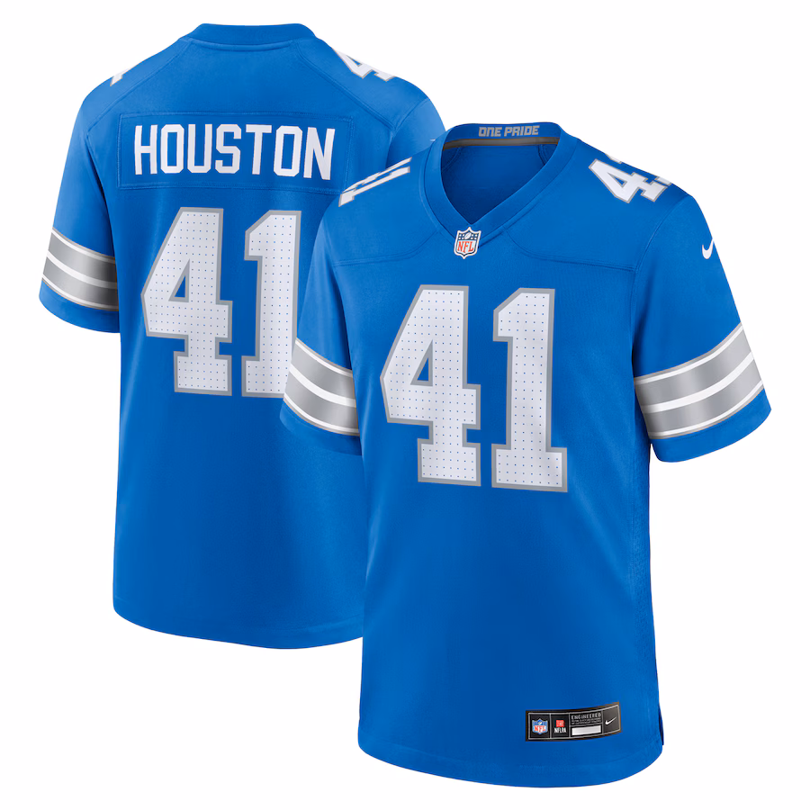 Men's Detroit Lions James Houston Nike Blue Team Game Jersey - Ujersey