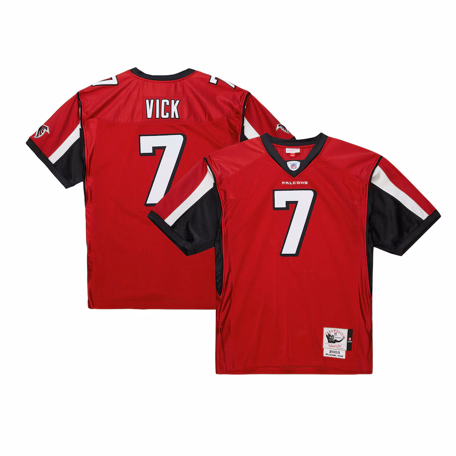 Men's Atlanta Falcons 2003 Michael Vick Mitchell & Ness Red Authentic Throwback Retired Player Jersey - Ujersey