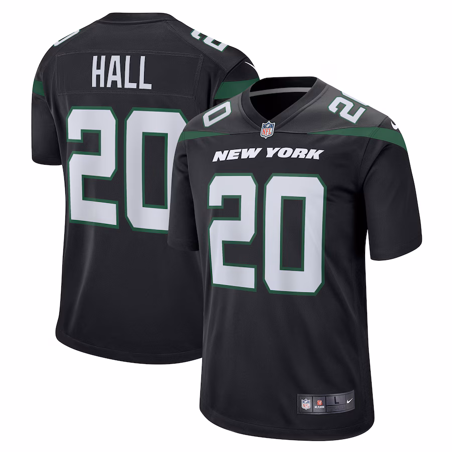 Men's New York Jets Breece Hall Nike Stealth Black Alternate Game Player Jersey - Ujersey