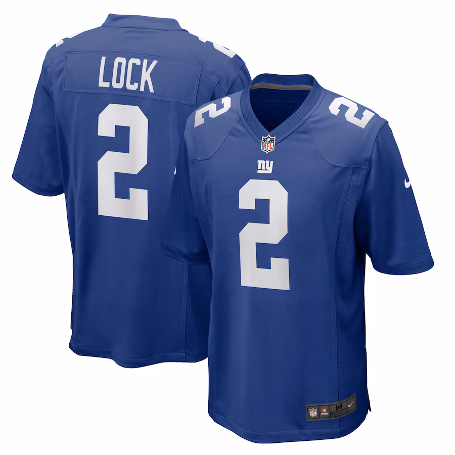 Men's New York Giants Drew Lock Nike Royal Team Game Jersey - Ujersey