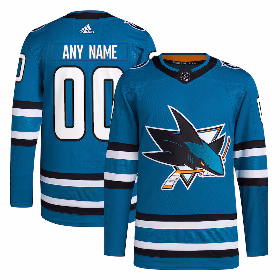 Men's San Jose Sharks adidas Teal Home Primegreen Authentic Custom Jersey - Ujersey