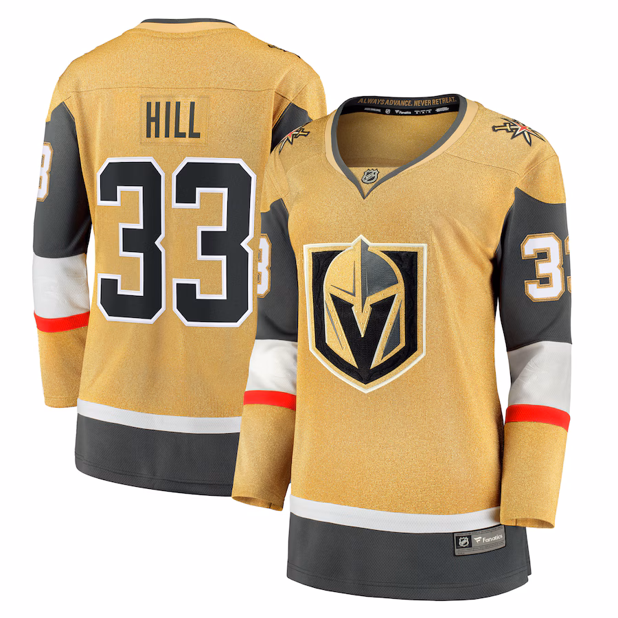 Women's Vegas Golden Knights Adin Hill Fanatics Gold Home Breakaway Player Jersey - Ujersey
