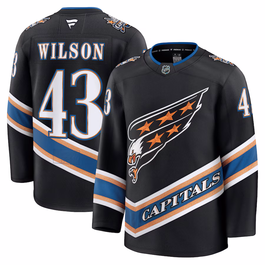 Men's Washington Capitals Tom Wilson Fanatics Black Alternate 50th Anniversary Premium Jersey - Ujersey