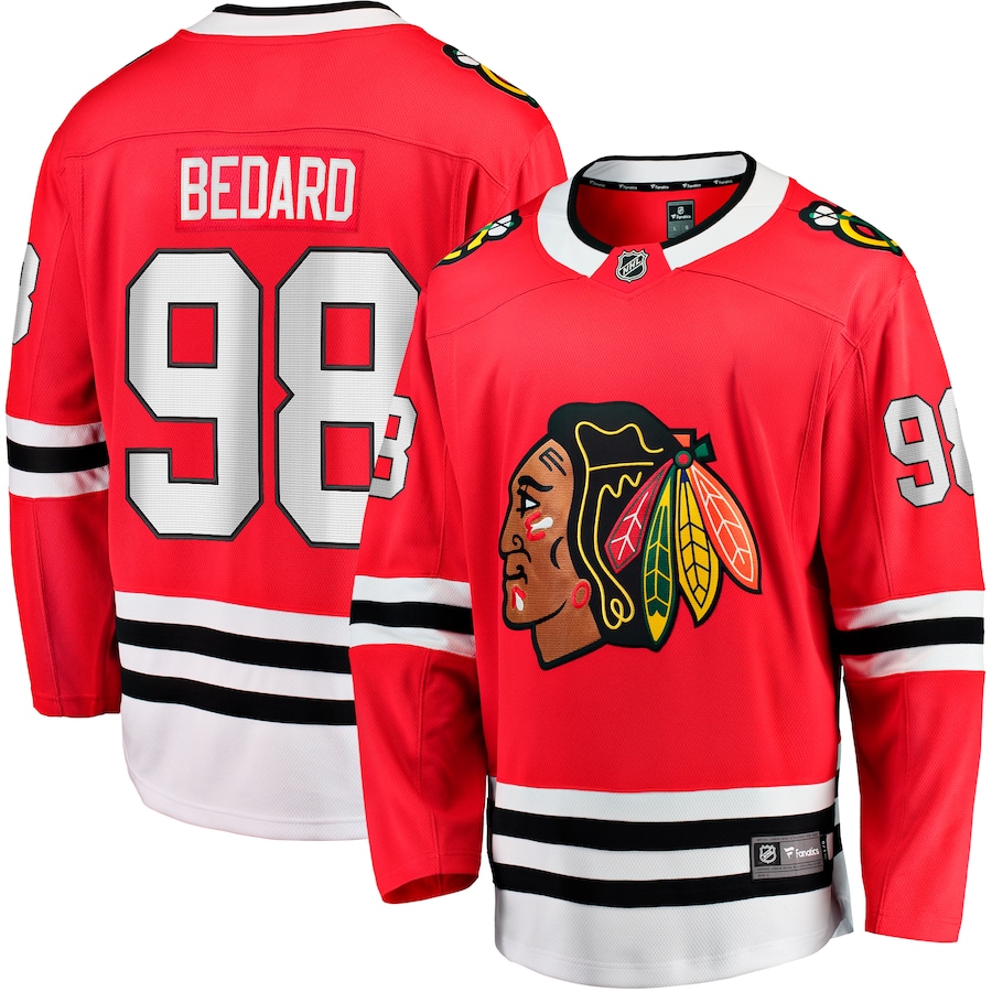 Men's Chicago Blackhawks Connor Bedard Fanatics Red Home Breakaway Player Jersey - Ujersey