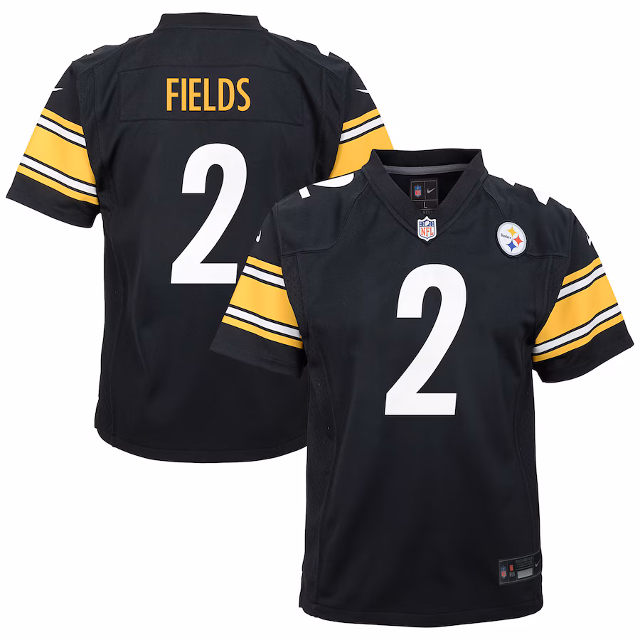Youth Pittsburgh Steelers Justin Fields Nike Black Team Game Jersey - Ujersey