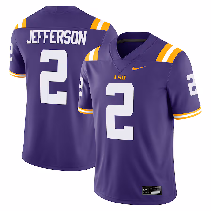Men's Nike Justin Jefferson Purple LSU Tigers Player Game Jersey - Ujersey