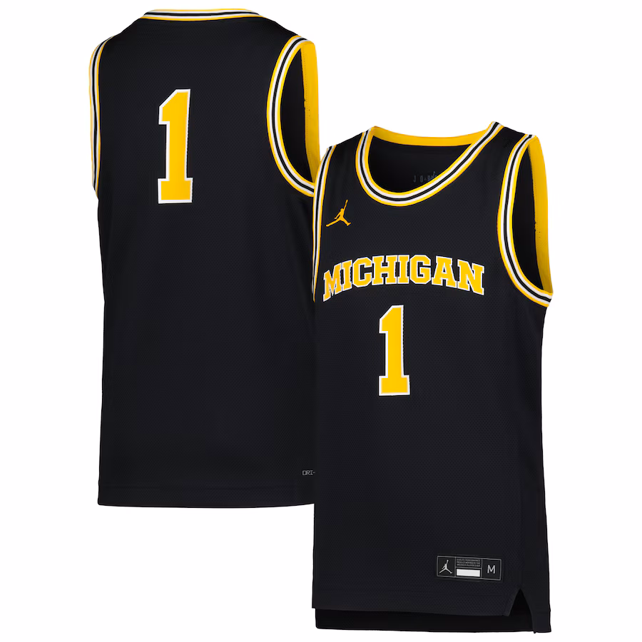 Youth Jordan Brand #1 Navy Michigan Wolverines Icon Replica Basketball Jersey - Ujersey