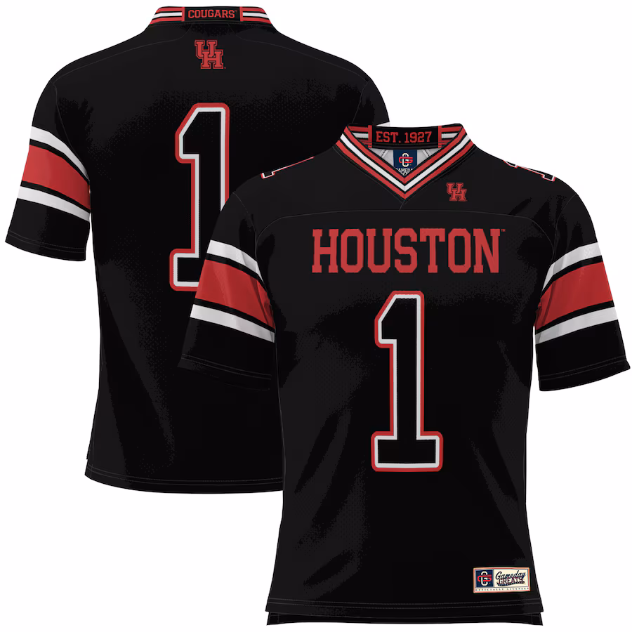 Men's GameDay Greats #1 Black Houston Cougars Football Jersey - Ujersey