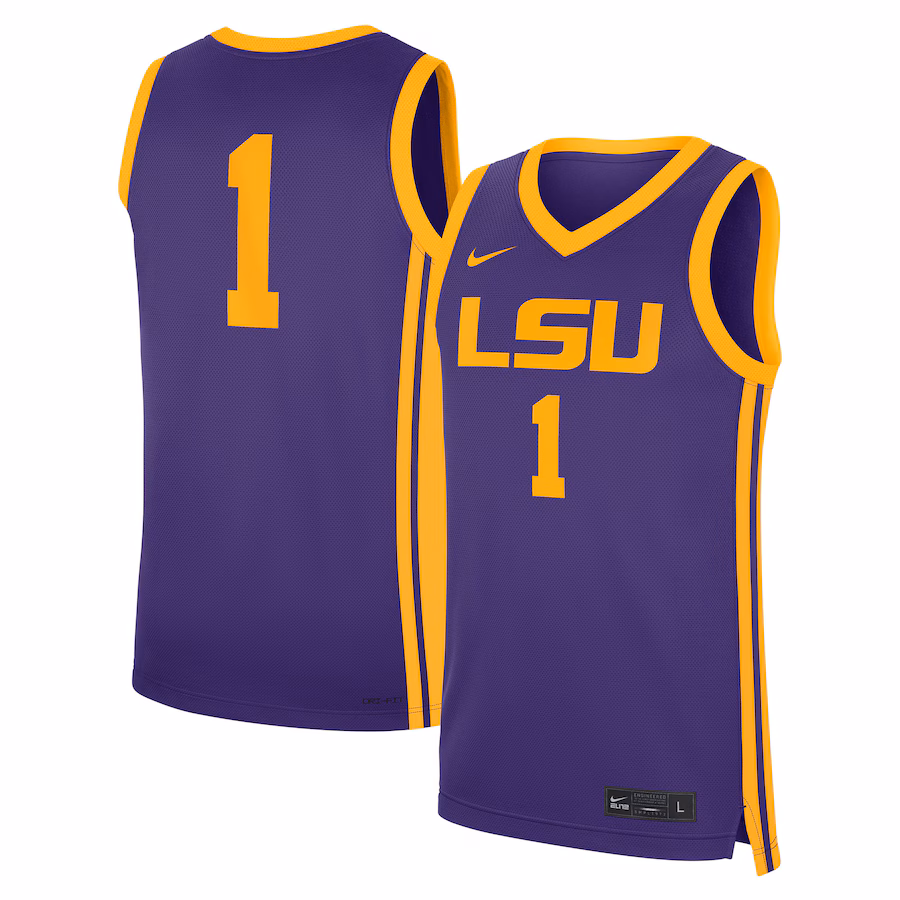 Men's Nike #1 Purple LSU Tigers Road Replica Jersey - Ujersey