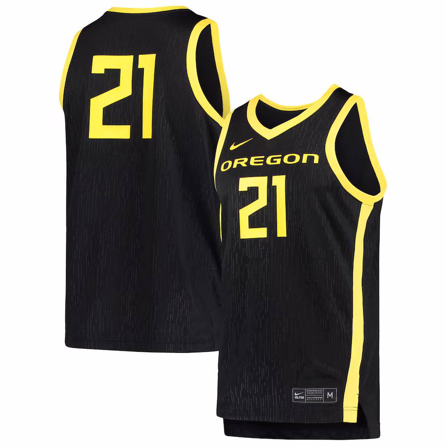 Men's Nike #21 Black Oregon Ducks Team Replica Basketball Jersey - Ujersey