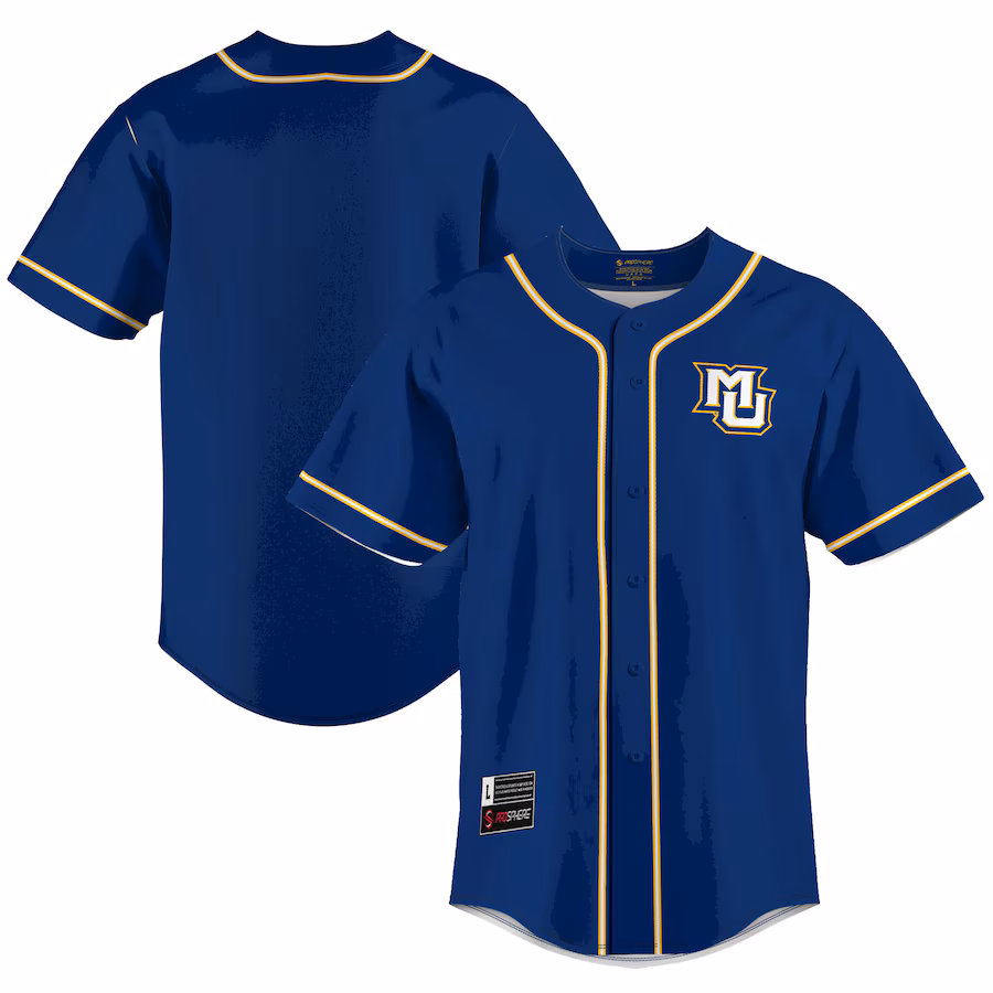 Men's GameDay Greats  Blue Marquette Golden Eagles  Lightweight Baseball Jersey - Ujersey