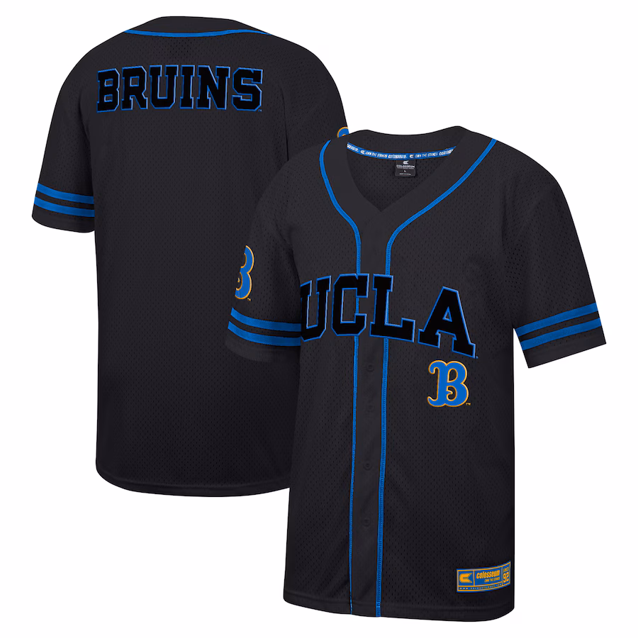 Men's Colosseum Black UCLA Bruins Free Spirited Mesh Button-Up Baseball Jersey - Ujersey
