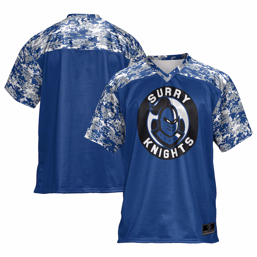 Youth ProSphere Blue Surry Community College Camo Football Jersey - Ujersey