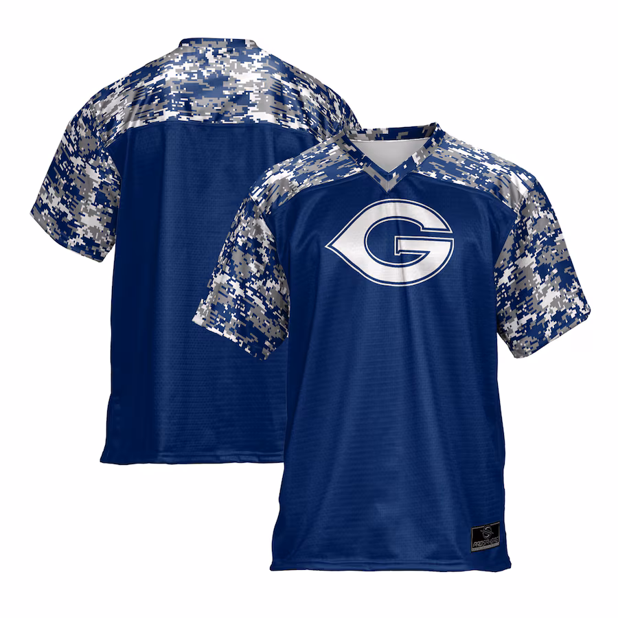 Men's ProSphere Blue Grayson College Vikings Camo Football Jersey - Ujersey