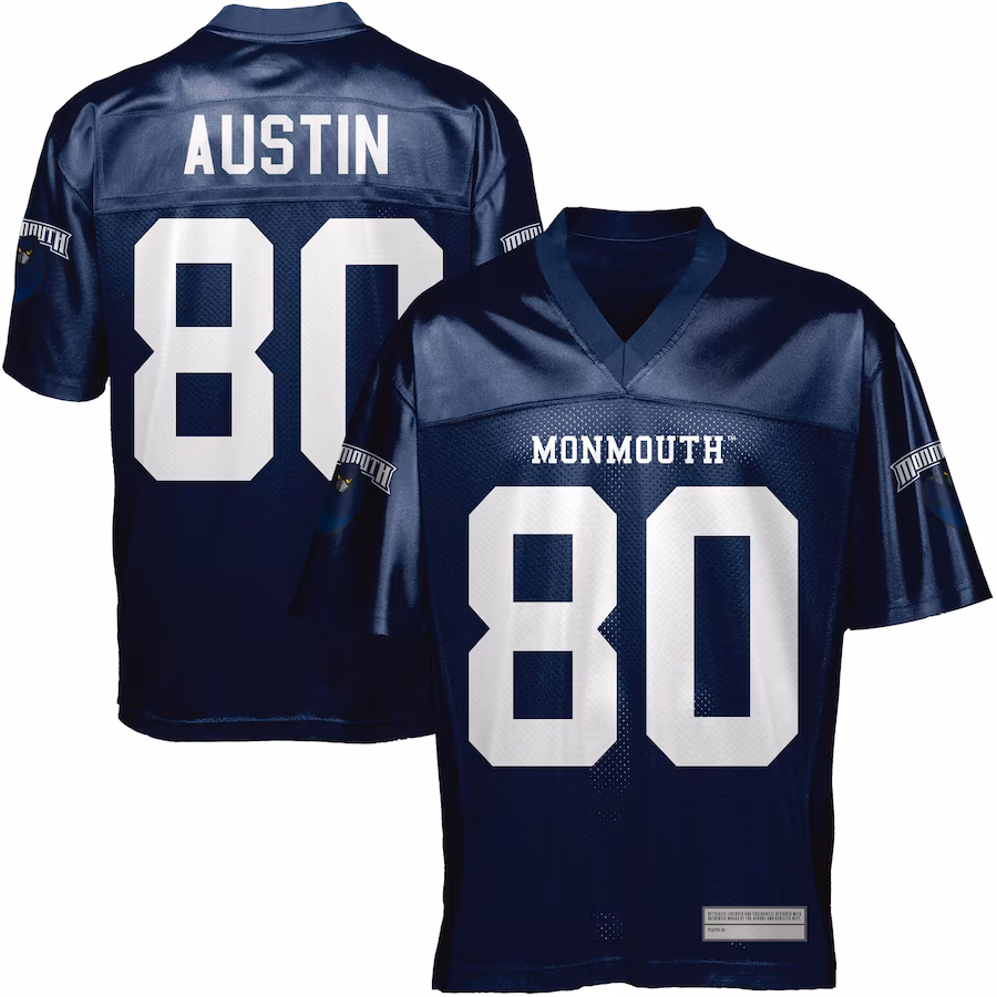 Miles Austin Monmouth University Hawks Football Jersey - Navy Blue - Ujersey
