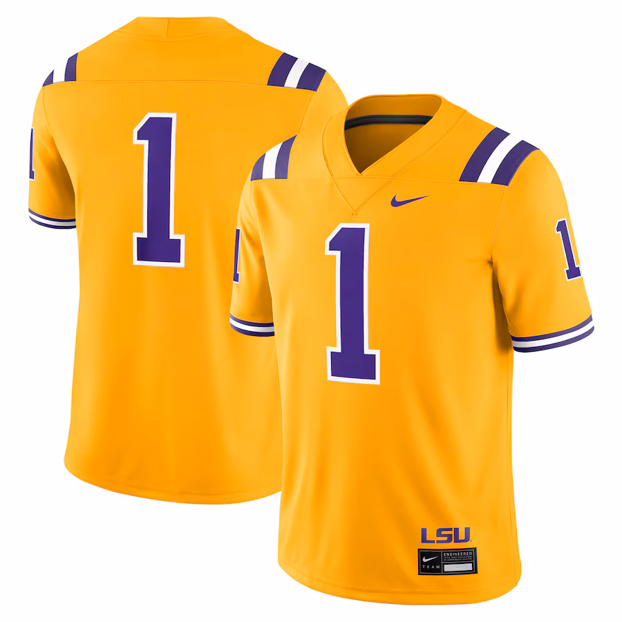 Men's Nike #1 Gold LSU Tigers Alternate Game Jersey - Ujersey
