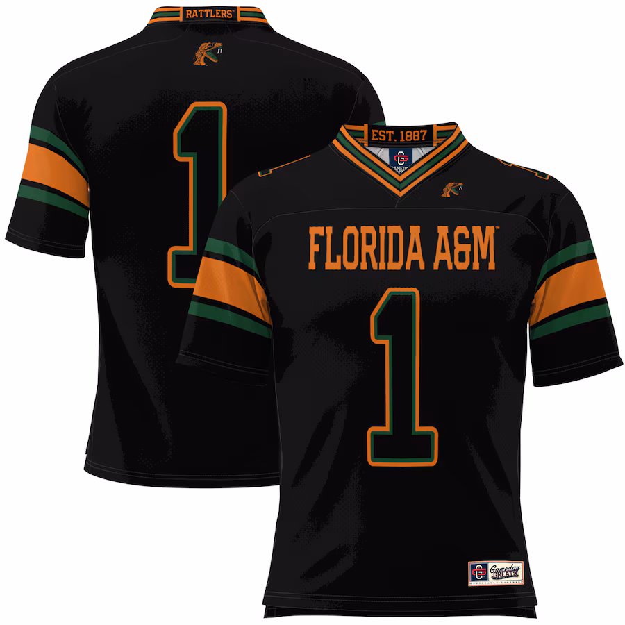 Men's GameDay Greats #1 Black Florida A&M Rattlers Football Jersey - Ujersey