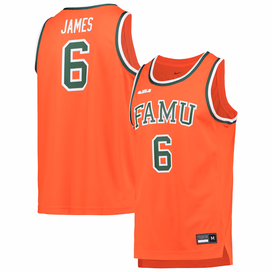 Men's Nike x LeBron James Orange Florida A&M Rattlers Replica Basketball Jersey - Ujersey