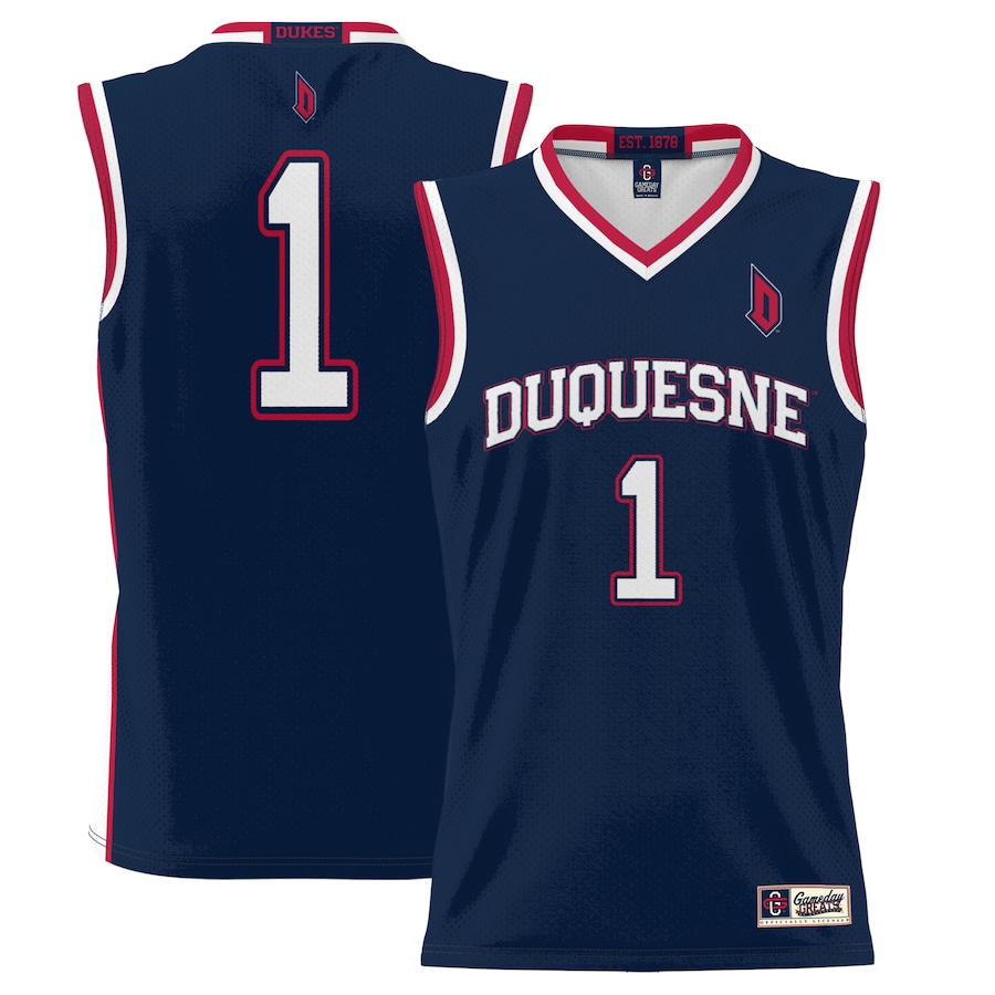 Youth GameDay Greats #1 Navy Duquesne Dukes Lightweight Basketball Jersey - Ujersey
