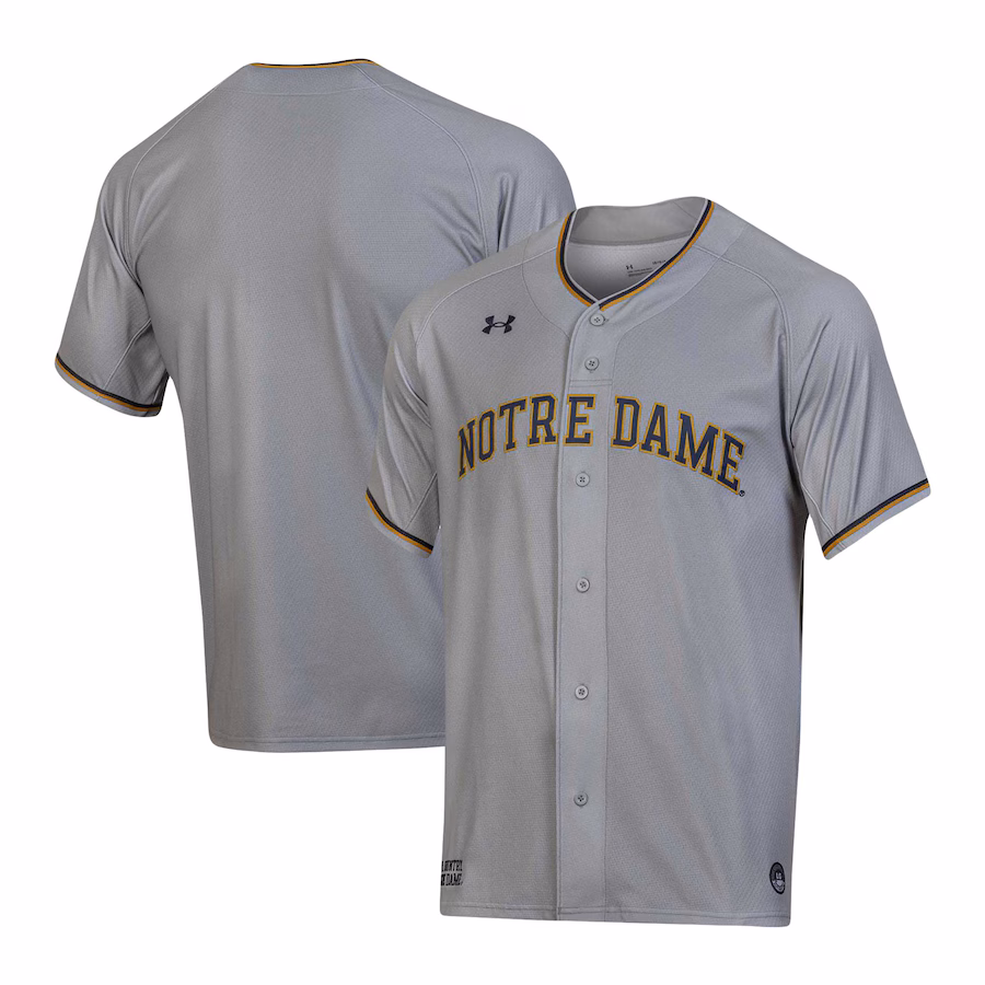 Men's Under Armour Gray Notre Dame Fighting Irish Replica Baseball Jersey - Ujersey