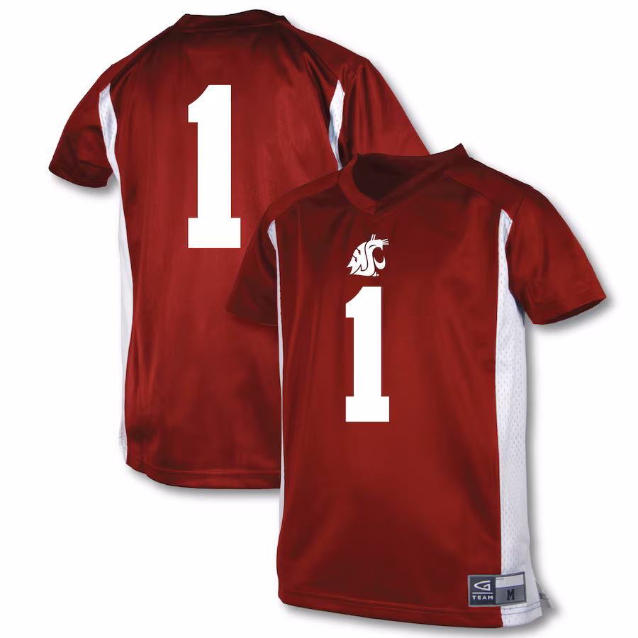 Youth Garb #1 Crimson Washington State Cougars Football Jersey - Ujersey