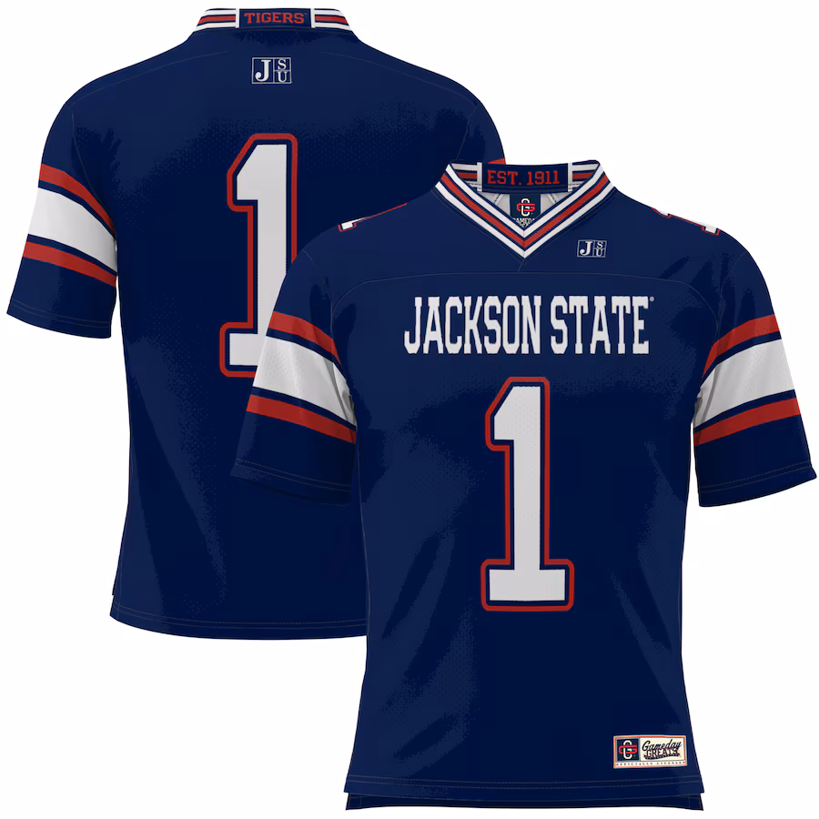 Men's GameDay Greats #1 Navy Jackson State Tigers Football Jersey - Ujersey