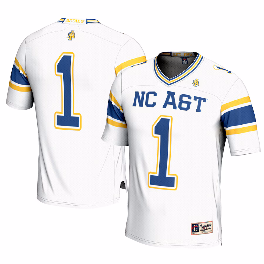 Men's GameDay Greats #1 White North Carolina A&T Aggies Football Jersey - Ujersey