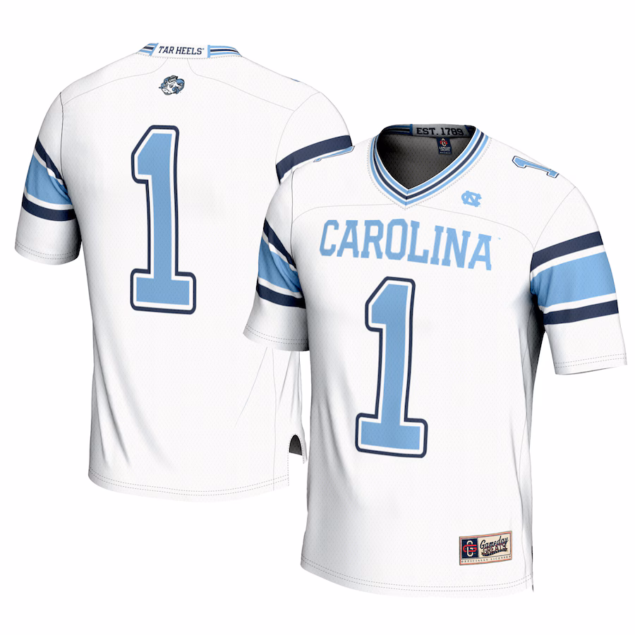 Youth  GameDay Greats White  North Carolina Tar Heels #1 Football Jersey - Ujersey