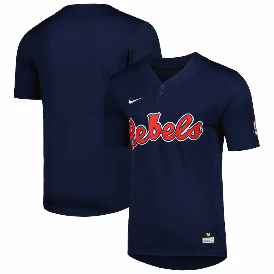 Men's Nike Navy Ole Miss Rebels 2-Button Replica Baseball Jersey - Ujersey
