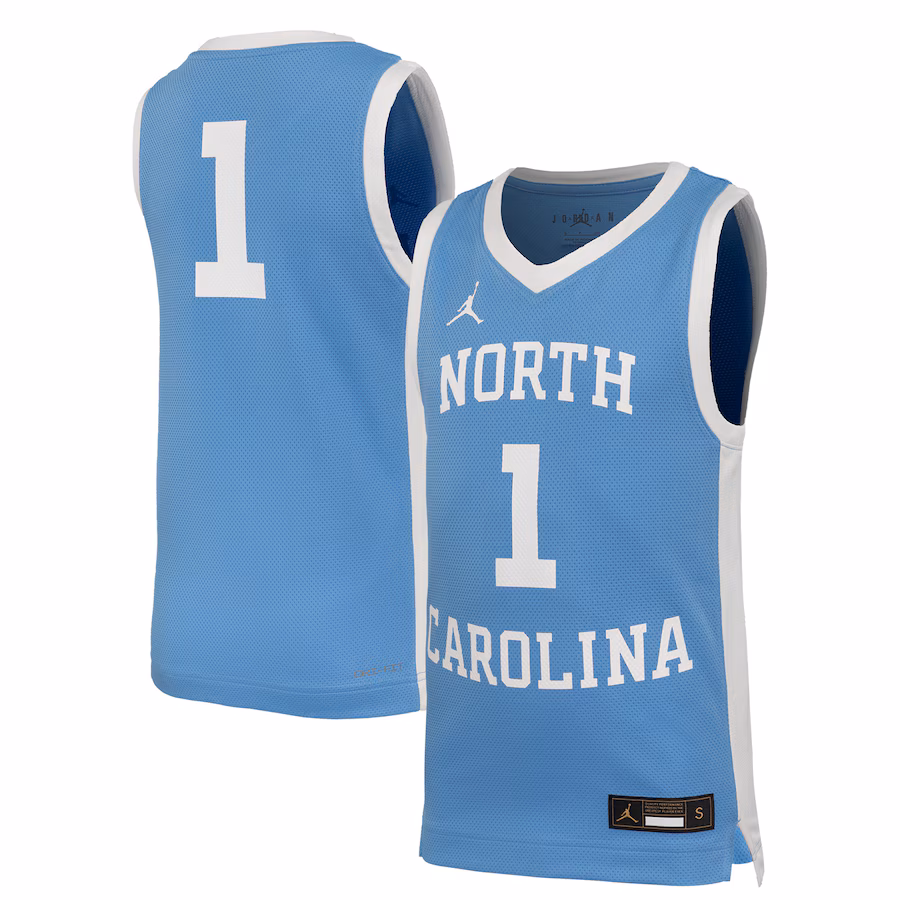Youth Nike #1 Carolina Blue North Carolina Tar Heels Retro Replica Basketball Jersey - Ujersey