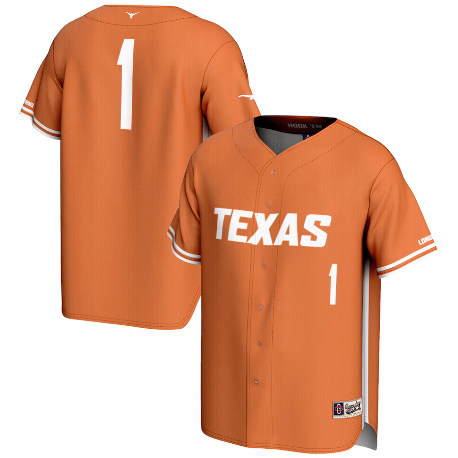 Youth GameDay Greats #1 Burnt Orange Texas Longhorns Lightweight Baseball Jersey - Ujersey