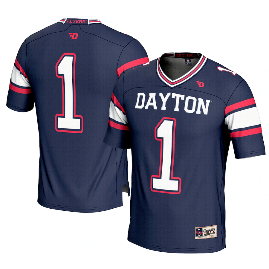 Men's GameDay Greats #1 Navy Dayton Flyers Football Jersey - Ujersey