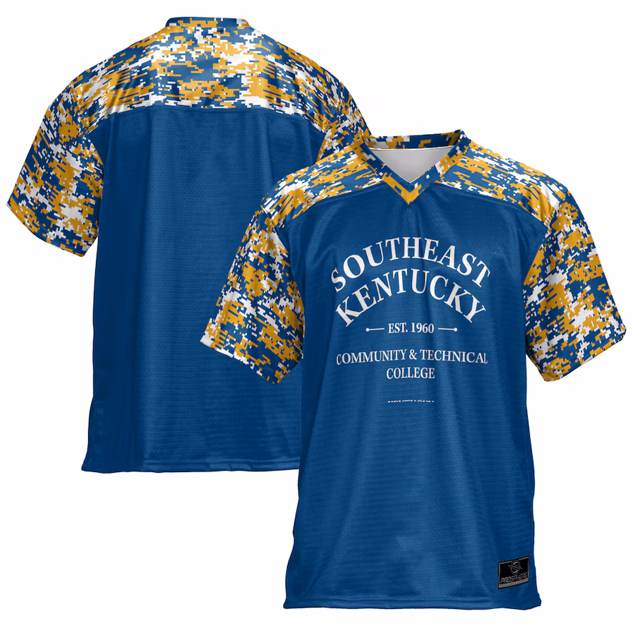 Youth ProSphere  Blue Southeast Kentucky Community & Technical College Camo Football Jersey - Ujersey