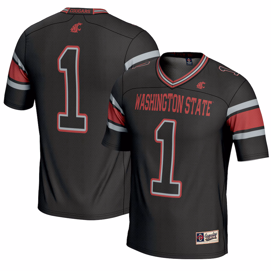 Youth GameDay Greats #1 Black Washington State Cougars Endzone Football Jersey - Ujersey