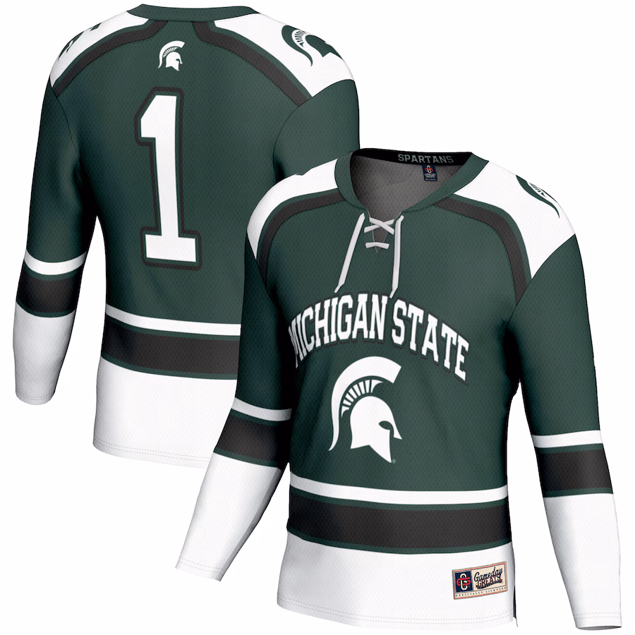Men's GameDay Greats #1 Green Michigan State Spartans Hockey Jersey - Ujersey