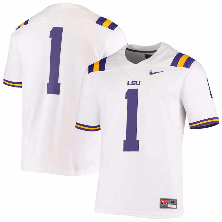 Men's Nike #1 White LSU Tigers Game Jersey - Ujersey