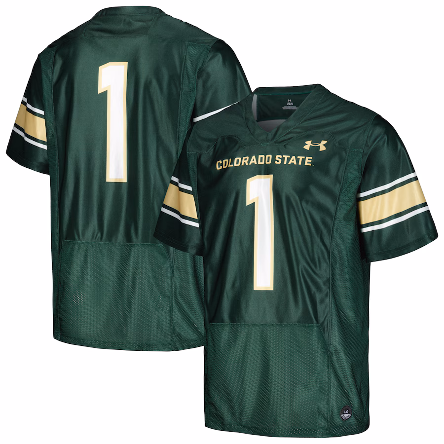 Men's Under Armour #1 Green Colorado State Rams Replica Football Jersey - Ujersey