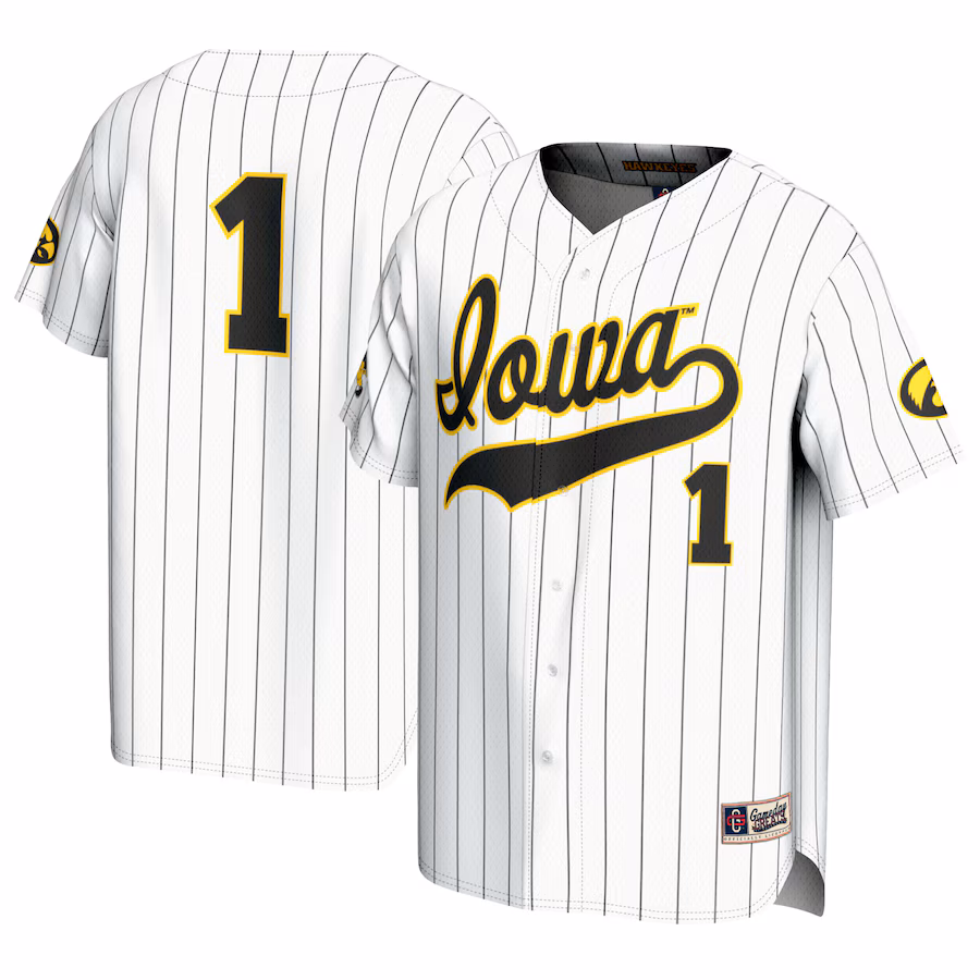 Youth GameDay Greats #1 White Iowa Hawkeyes Baseball Lightweight Fashion Jersey - Ujersey