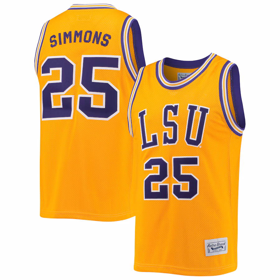 Men's Original Retro Brand Ben Simmons Gold LSU Tigers Commemorative Classic Basketball Jersey - Ujersey