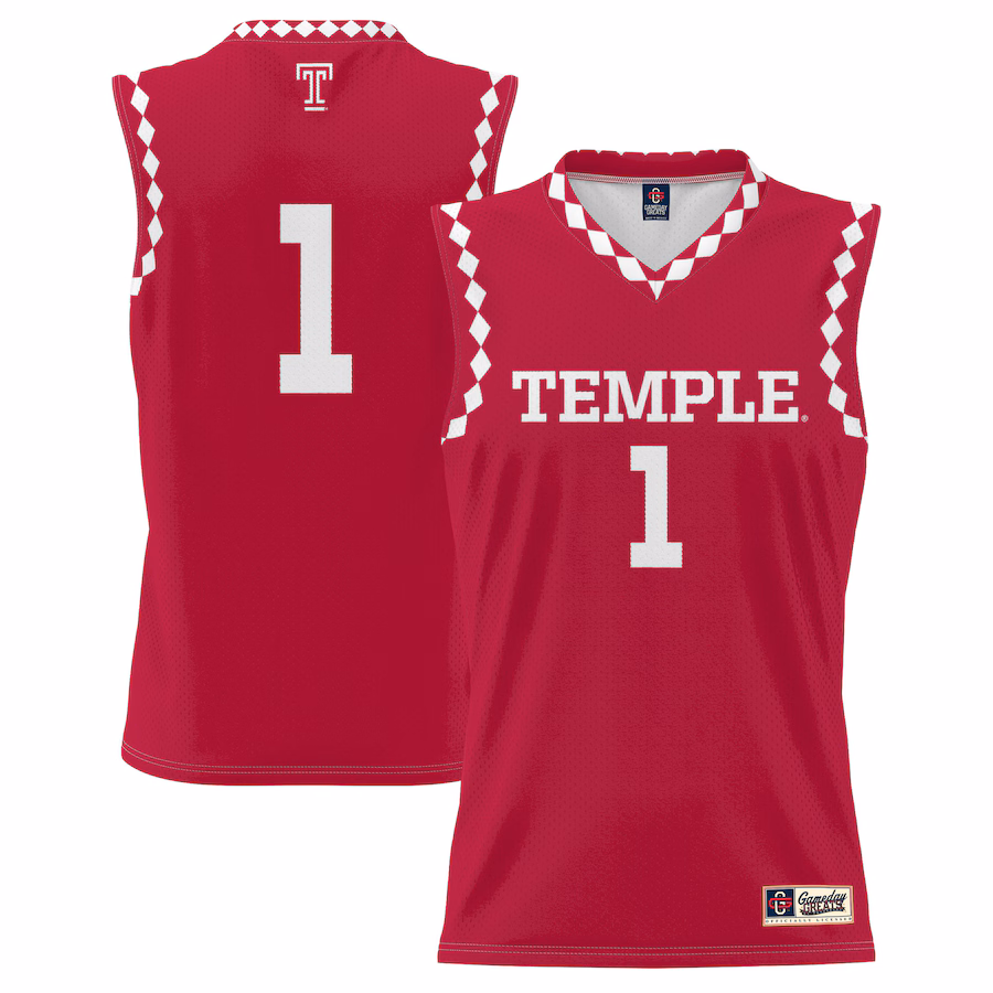 Unisex GameDay Greats #1 Red Temple Owls Lightweight Men's Basketball Fashion Jersey - Ujersey
