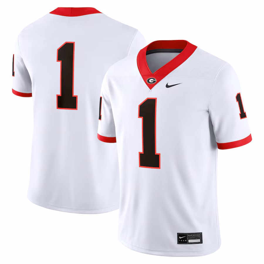 Men's Nike #1 White Georgia Bulldogs Game Jersey - Ujersey