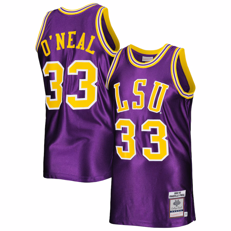 Men's Mitchell & Ness Shaquille O'Neal Purple LSU Tigers 1990/91 Authentic Jersey - Ujersey