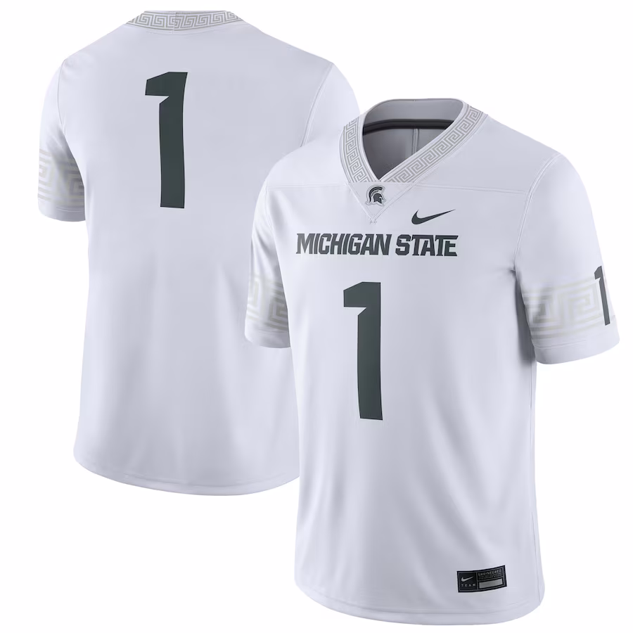 Men's Nike #1 White Michigan State Spartans Football Game Jersey - Ujersey